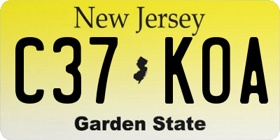 NJ license plate C37KOA