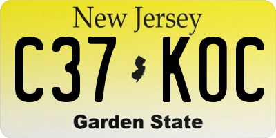 NJ license plate C37KOC