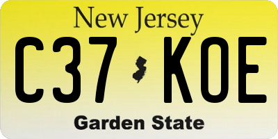 NJ license plate C37KOE