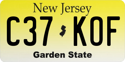 NJ license plate C37KOF