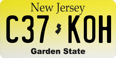 NJ license plate C37KOH