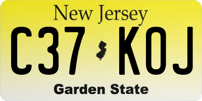 NJ license plate C37KOJ