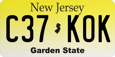 NJ license plate C37KOK
