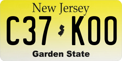 NJ license plate C37KOO