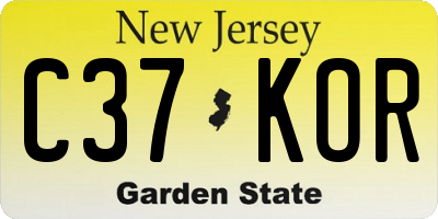 NJ license plate C37KOR