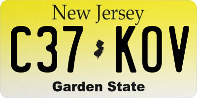 NJ license plate C37KOV