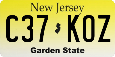 NJ license plate C37KOZ