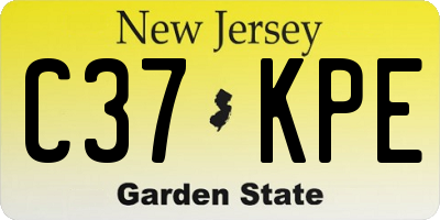 NJ license plate C37KPE