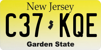 NJ license plate C37KQE