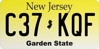 NJ license plate C37KQF