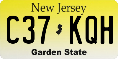 NJ license plate C37KQH