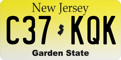 NJ license plate C37KQK