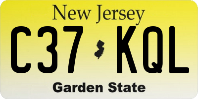 NJ license plate C37KQL