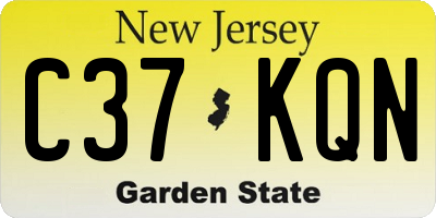 NJ license plate C37KQN