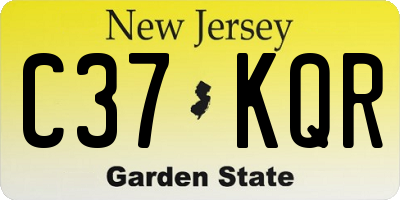 NJ license plate C37KQR