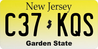 NJ license plate C37KQS
