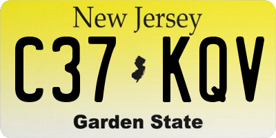 NJ license plate C37KQV