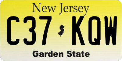 NJ license plate C37KQW