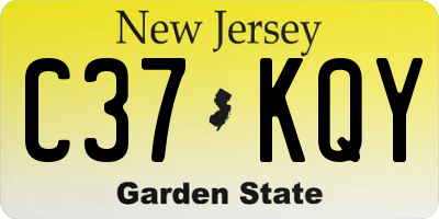NJ license plate C37KQY