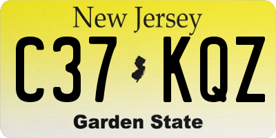 NJ license plate C37KQZ