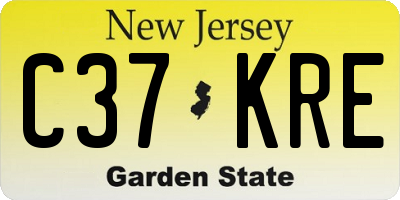 NJ license plate C37KRE