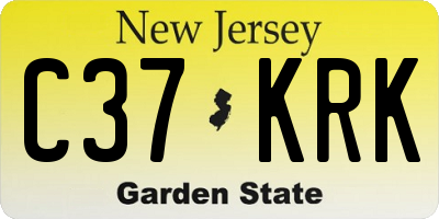 NJ license plate C37KRK