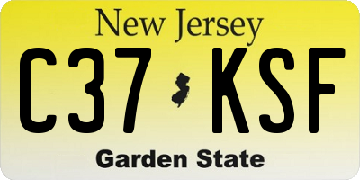 NJ license plate C37KSF