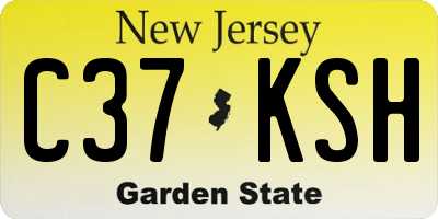 NJ license plate C37KSH