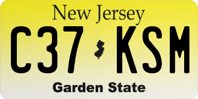 NJ license plate C37KSM