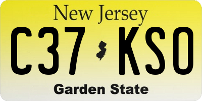 NJ license plate C37KSO