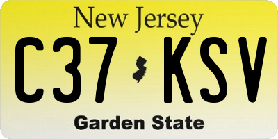 NJ license plate C37KSV