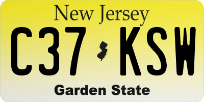 NJ license plate C37KSW