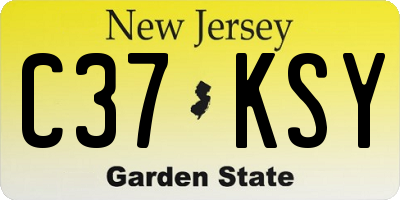 NJ license plate C37KSY
