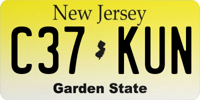 NJ license plate C37KUN