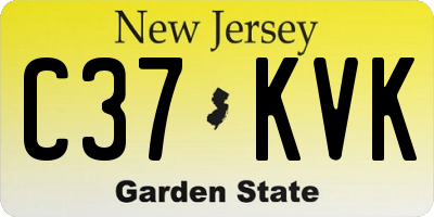 NJ license plate C37KVK