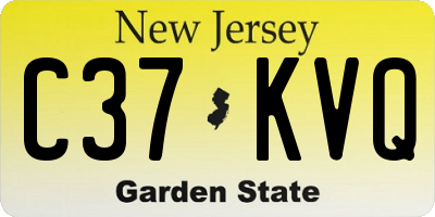 NJ license plate C37KVQ