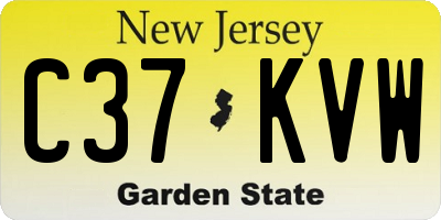 NJ license plate C37KVW