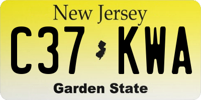 NJ license plate C37KWA