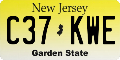 NJ license plate C37KWE