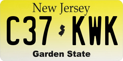 NJ license plate C37KWK