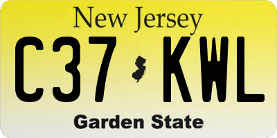 NJ license plate C37KWL