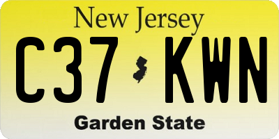 NJ license plate C37KWN