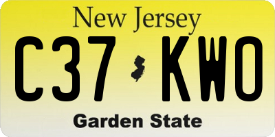 NJ license plate C37KWO