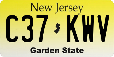 NJ license plate C37KWV