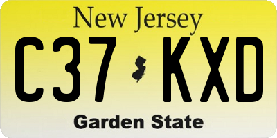 NJ license plate C37KXD