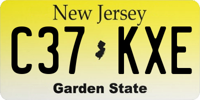 NJ license plate C37KXE