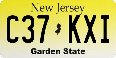 NJ license plate C37KXI