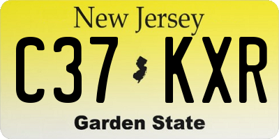 NJ license plate C37KXR