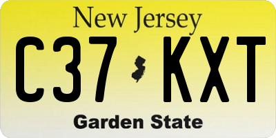 NJ license plate C37KXT