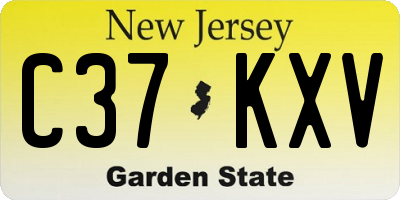 NJ license plate C37KXV